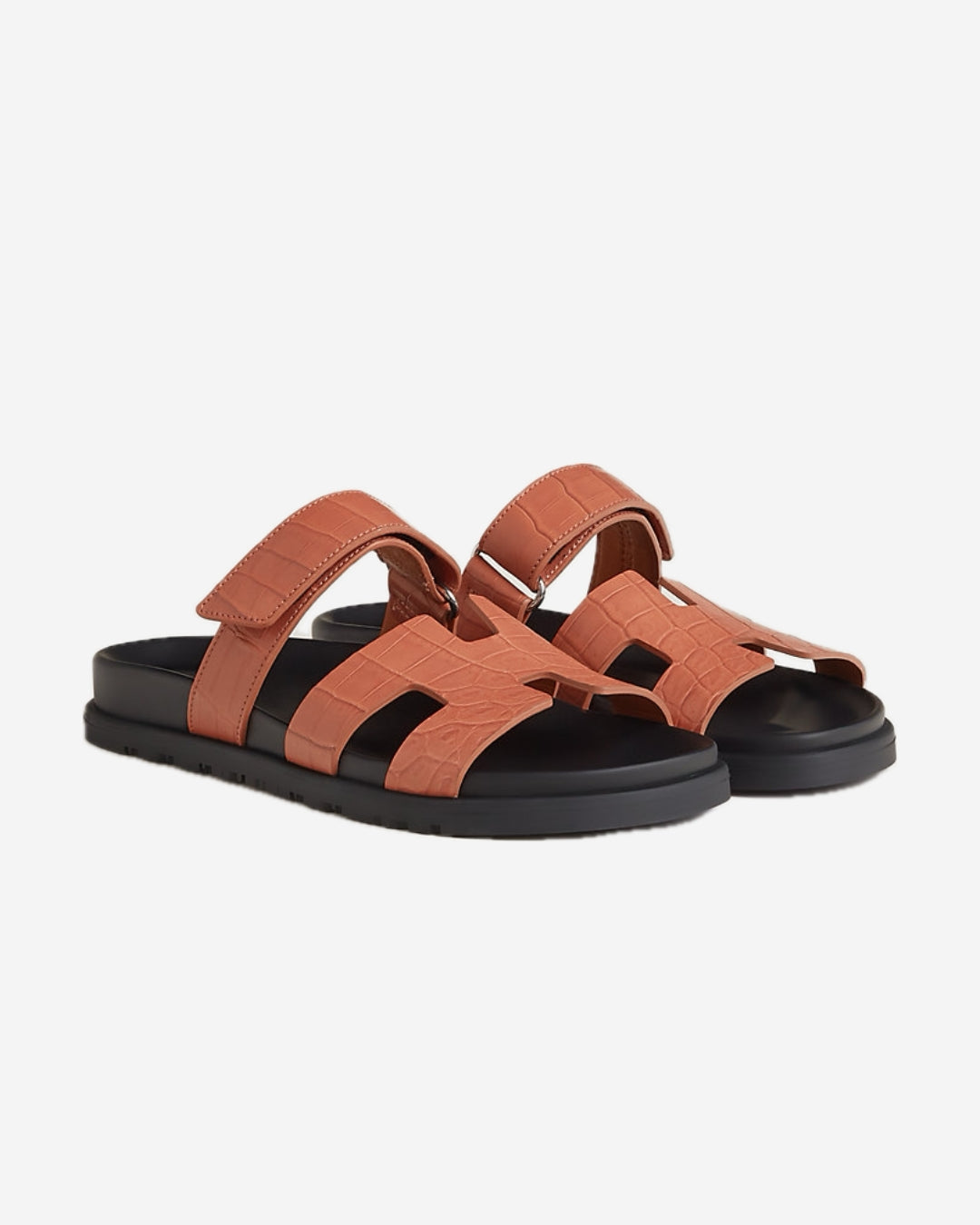 Sandália Chypre Hermès Alligator Mississippiensis Rose Bois de