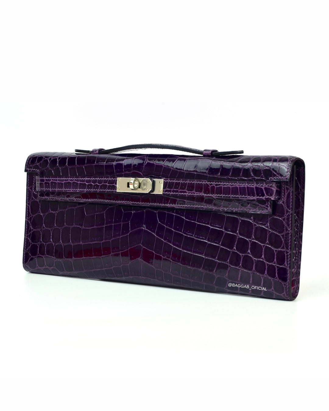 Hermès Kelly Cut Clutch Shine Niloticus Crocodile Amethyst