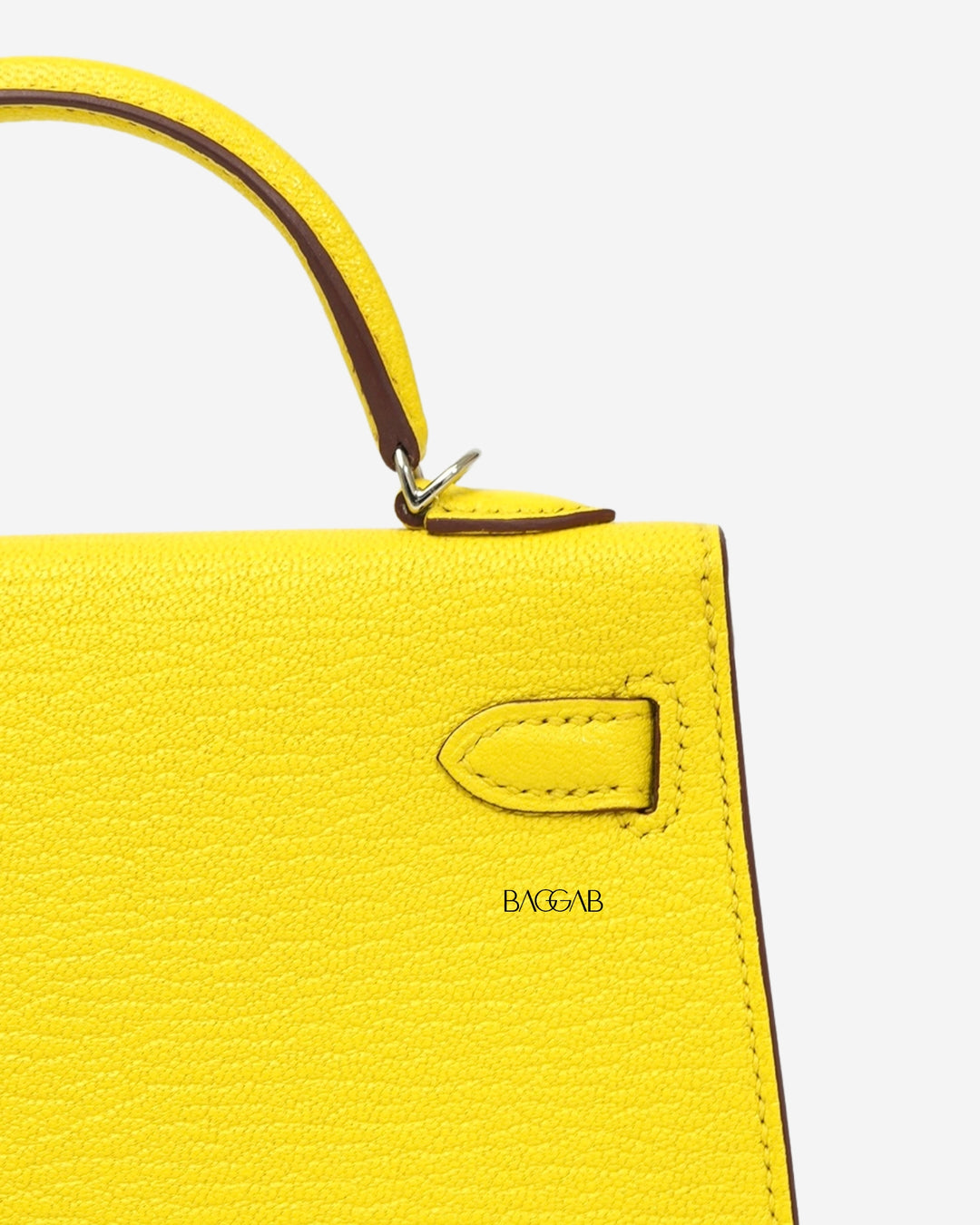 Hermès Kelly Mini Chèvre Mysore Jaune Citron Palladium Hardware