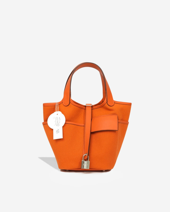 Hermès Picotin Cargo 18 Toile Goeland/Swift Orange H Palladium